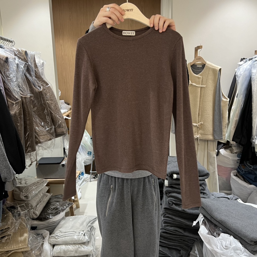 HOWFF韓國直郵㊣女裝新款熱賣休閑真品人氣長袖T恤安哥拉羊毛HOWFF長袖T恤圖色5