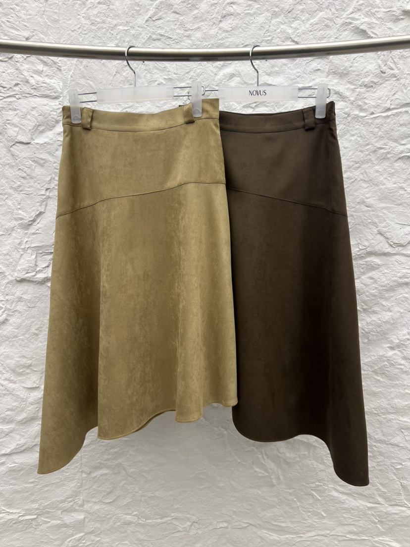 NOVUS韓國代購㊣女士新品時尚推薦半身裙中短裙不含腰帶絨面革NOVUS半身裙/中短裙