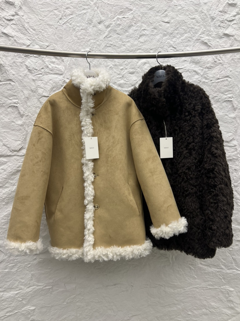 NOVUS韓國直郵㊣女士新款人氣休閑職業時尚短款大衣羊毛雙面NOVUS短款大衣