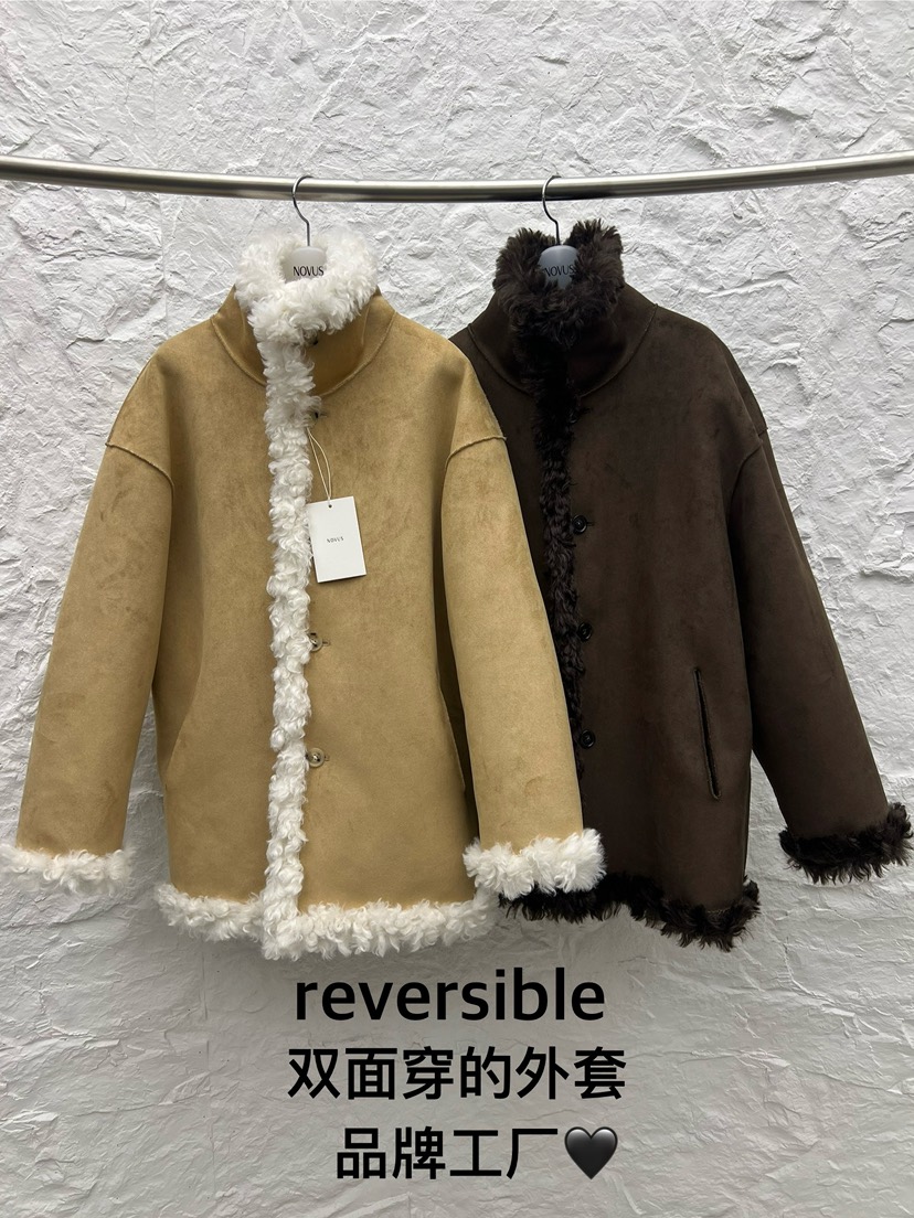 NOVUS韓國直郵㊣女士新款人氣休閑職業時尚短款大衣羊毛雙面NOVUS短款大衣