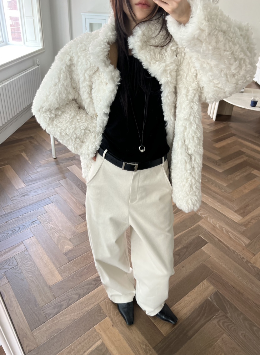 NOVUS韓國直郵㊣女士新款人氣休閑職業時尚短款大衣羊毛雙面NOVUS短款大衣