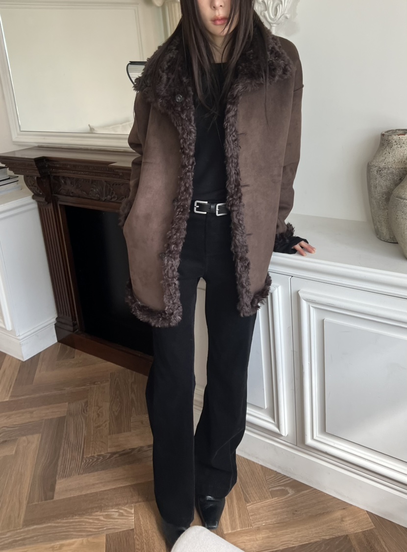 NOVUS韓國直郵㊣女士新款人氣休閑職業時尚短款大衣羊毛雙面NOVUS短款大衣