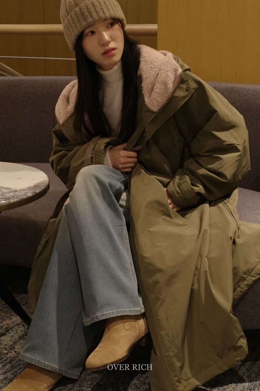 OVER RICH韓國直郵㊣女士新款職業時尚人氣熱賣中長款大衣OVER RICH中長款大衣