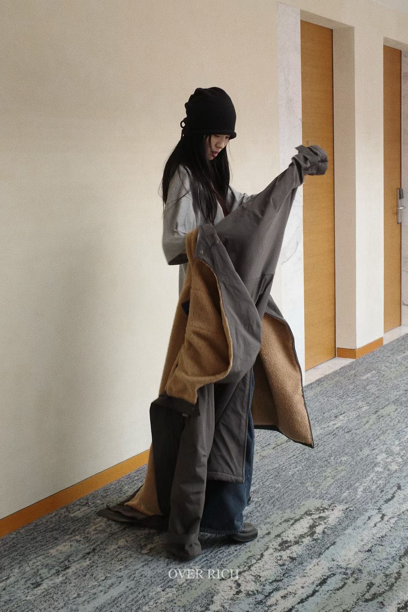 OVER RICH韓國直郵㊣女士新款職業時尚人氣熱賣中長款大衣OVER RICH中長款大衣