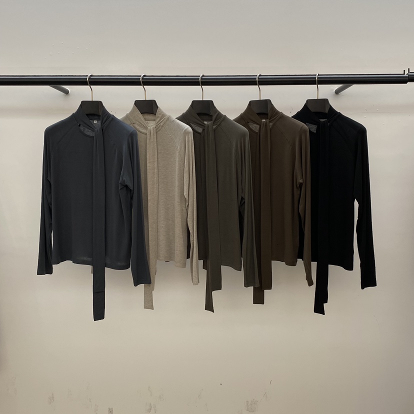 ID韓國代購㊣女士新品職業推薦熱賣25秋冬真品休閑長袖T恤圍巾ID長袖T恤