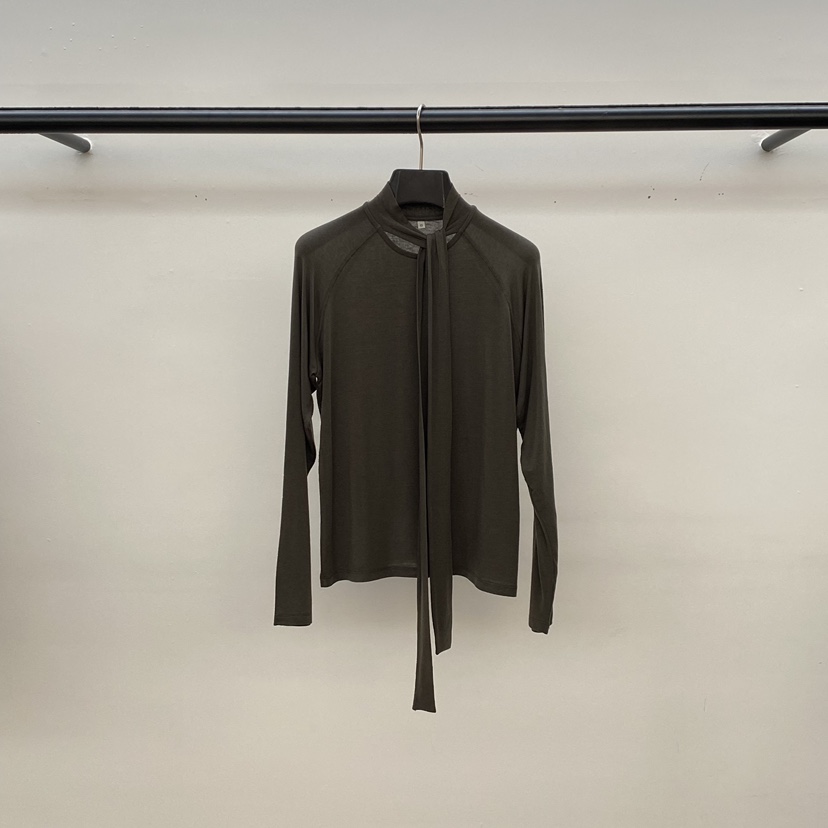 ID韓國代購㊣女士新品職業推薦熱賣25秋冬真品休閑長袖T恤圍巾ID長袖T恤圖色2墨綠