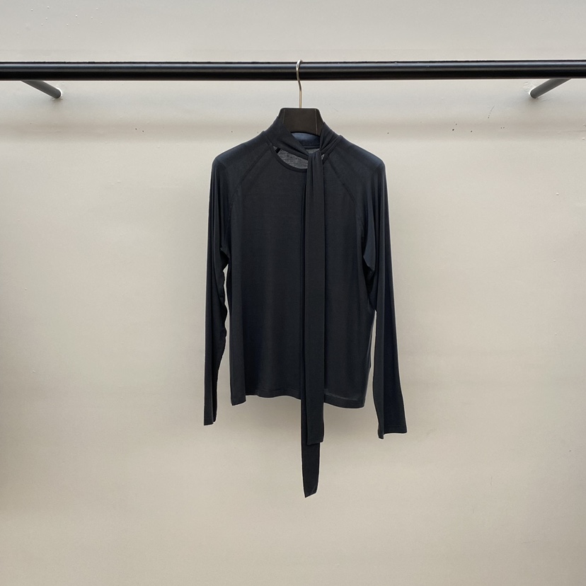 ID韓國代購㊣女士新品職業推薦熱賣25秋冬真品休閑長袖T恤圍巾ID長袖T恤圖色3藍色