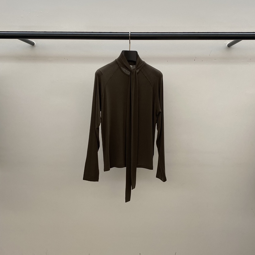 ID韓國代購㊣女士新品職業推薦熱賣25秋冬真品休閑長袖T恤圍巾ID長袖T恤圖色4棕色