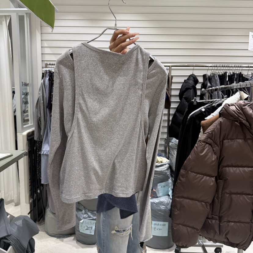 BRICKLANE東大門㊣直郵女裝新款職業25秋冬休閑長袖T恤假兩件BRICKLANE長袖T恤