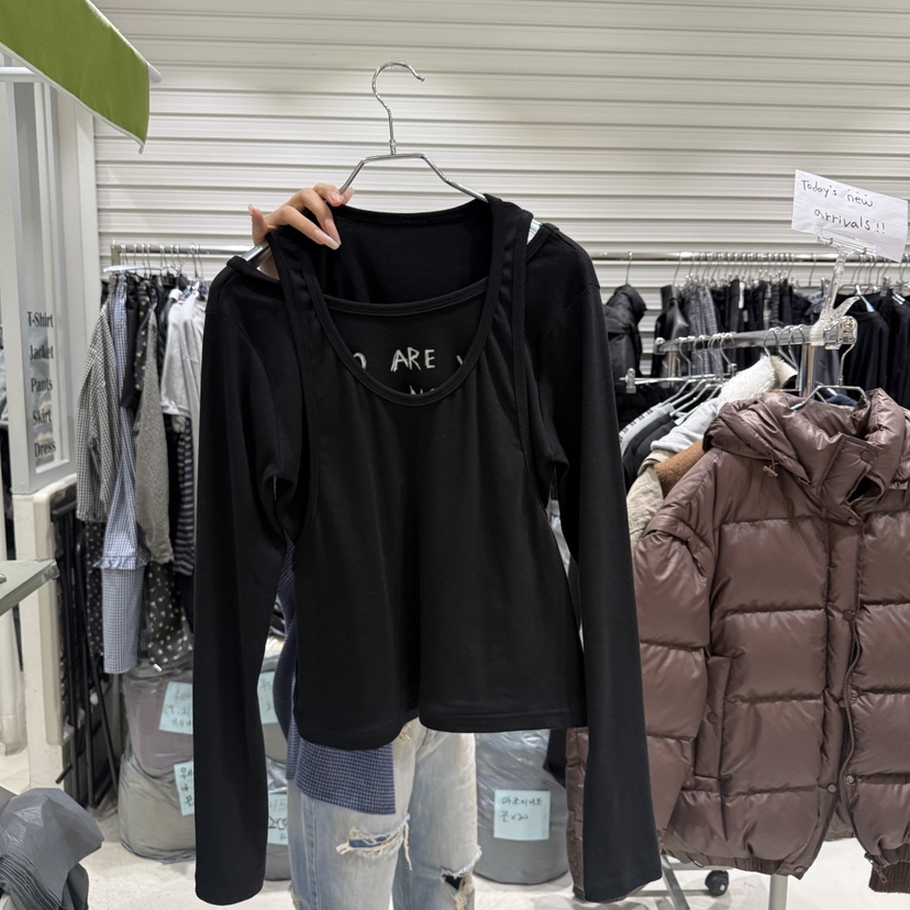 BRICKLANE東大門㊣直郵女裝新款職業25秋冬休閑長袖T恤假兩件BRICKLANE長袖T恤圖色2