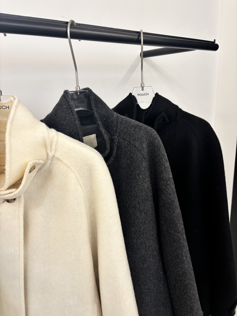 POUCH韓國代購㊣女士新品時尚人氣推薦熱賣真品短款大衣羊駝POUCH短款大衣