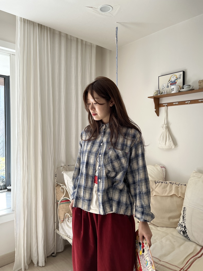 AT NOTE東大門㊣代購女士新品推薦人氣襯衫蕾絲衫水洗格紋AT NOTE襯衫/蕾絲衫