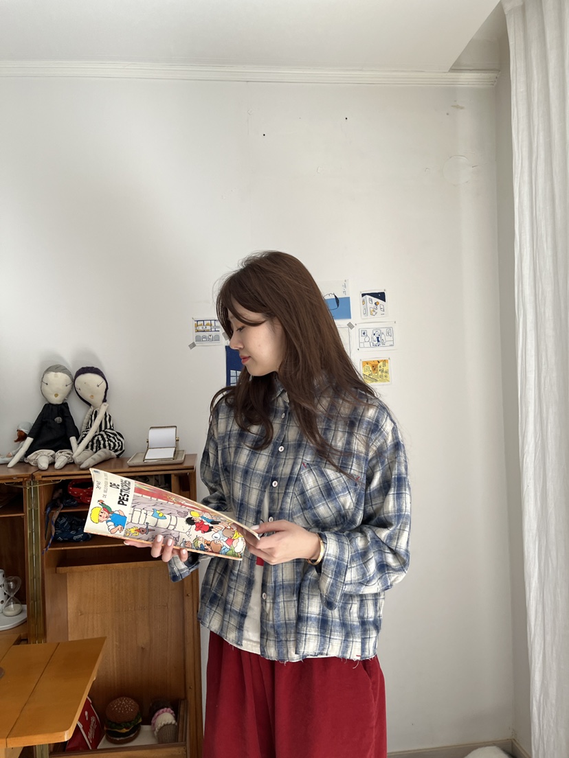 AT NOTE東大門㊣代購女士新品推薦人氣襯衫蕾絲衫水洗格紋AT NOTE襯衫/蕾絲衫