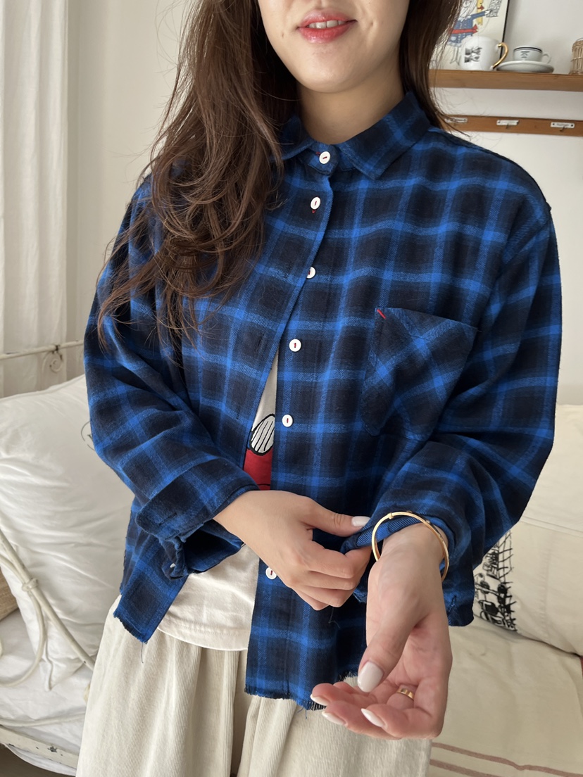 AT NOTE東大門㊣代購女士新品推薦人氣襯衫蕾絲衫水洗格紋AT NOTE襯衫/蕾絲衫