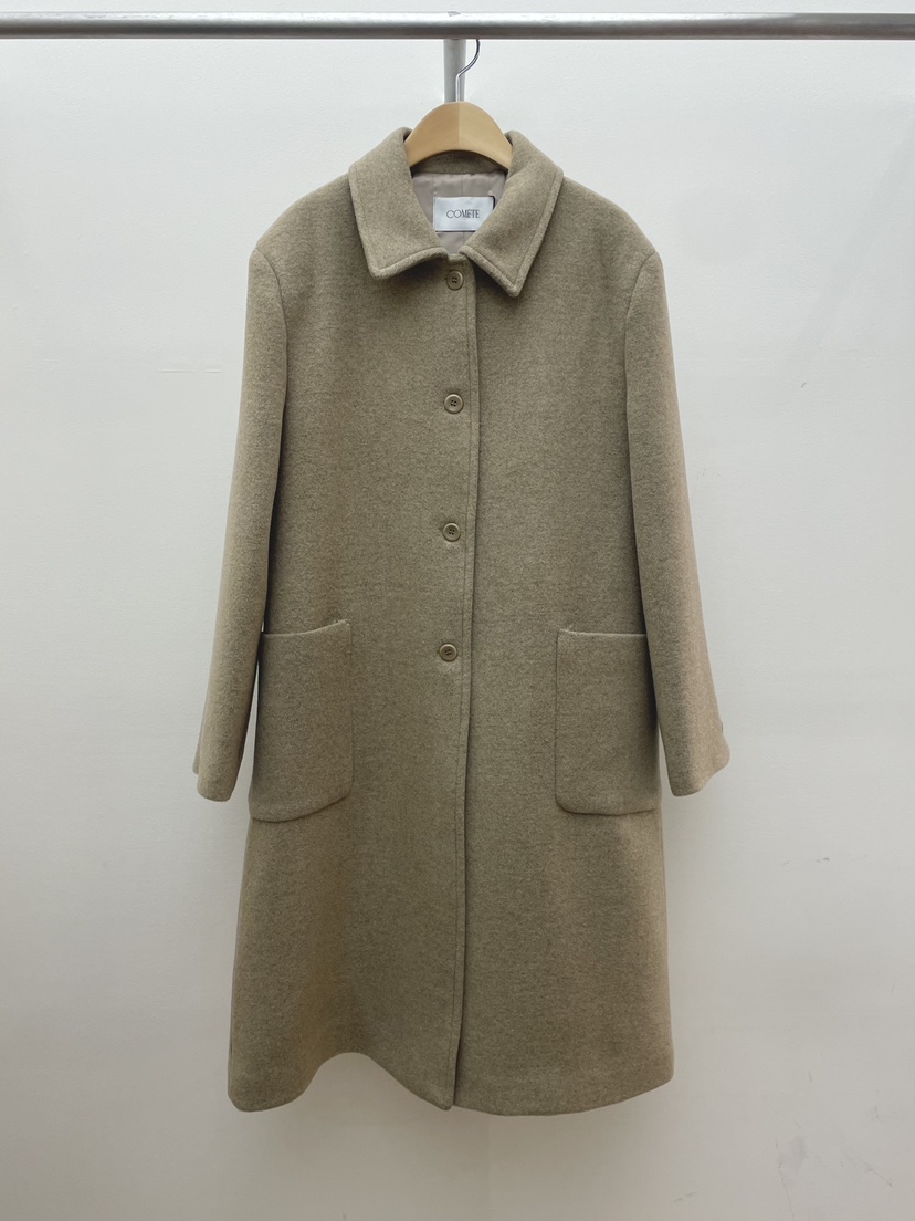 COMETE韓國代購㊣女裝新款人氣時尚職業推薦中長款大衣羊毛COMETE中長款大衣