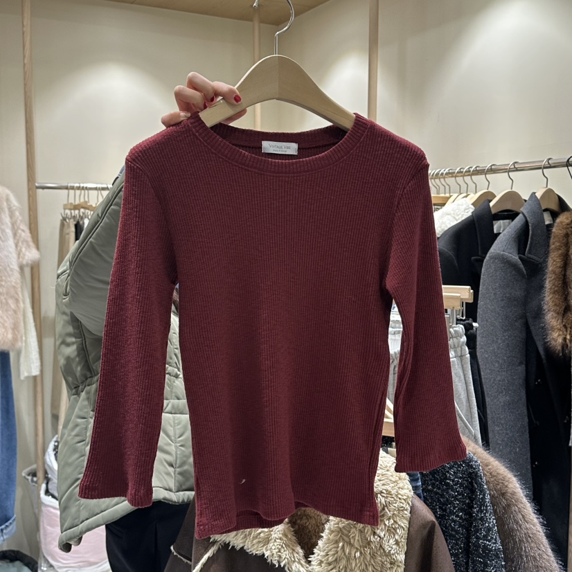 VINTAGE VIBE韓國直郵㊣女裝新款熱賣真品25秋冬推薦長袖T恤VINTAGE VIBE長袖T恤圖色2