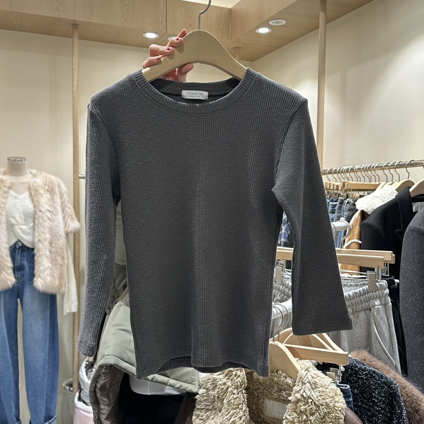 VINTAGE VIBE韓國直郵㊣女裝新款熱賣真品25秋冬推薦長袖T恤VINTAGE VIBE長袖T恤圖色3