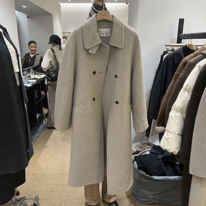 NDE韓國直郵㊣女士新品人氣25秋冬時尚推薦熱賣真品中長款大衣NDE中長款大衣