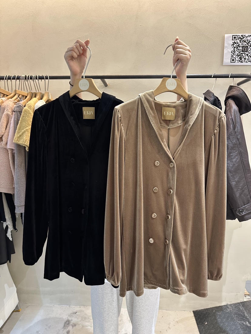 ERIA東大門㊣直郵女裝新款真品25秋冬推薦襯衫蕾絲衫天鵝絨ERIA/HUE襯衫/蕾絲衫