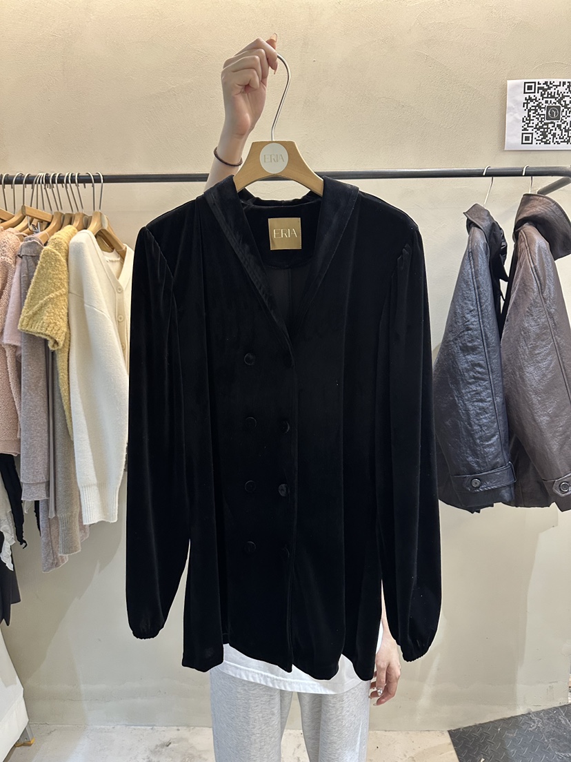 ERIA東大門㊣直郵女裝新款真品25秋冬推薦襯衫蕾絲衫天鵝絨ERIA/HUE襯衫/蕾絲衫圖色2