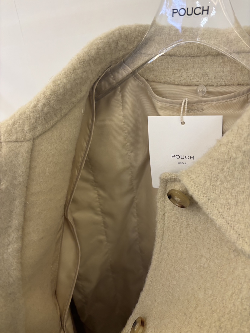 POUCH東大門㊣代購女裝新款人氣熱賣25秋冬中長款大衣可拆卸羊駝POUCH中長款大衣