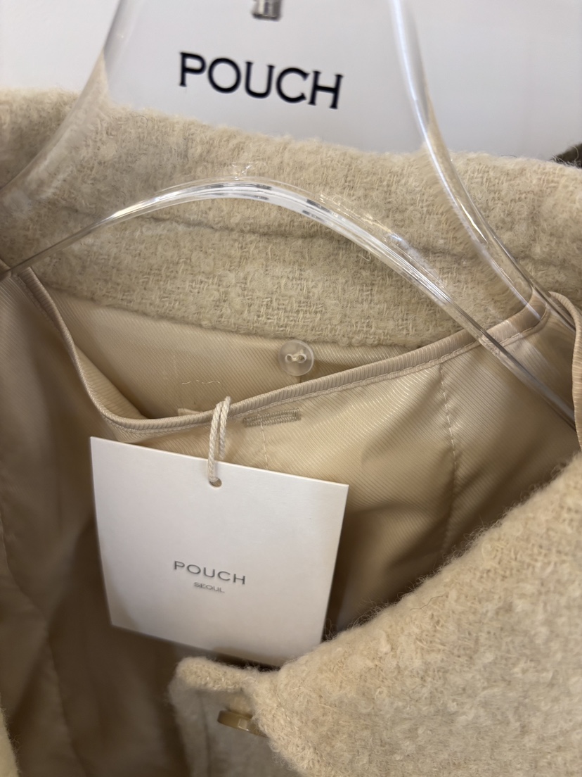 POUCH東大門㊣代購女裝新款人氣熱賣25秋冬中長款大衣可拆卸羊駝POUCH中長款大衣