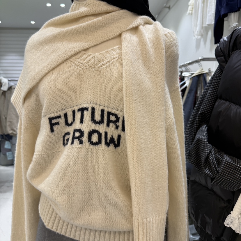 BRICKLANE韓國直郵㊣女裝新品真品職業25秋冬時尚針織衫含圍巾BRICKLANE針織衫圖色2