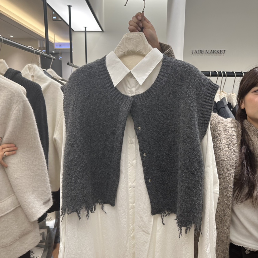 JADEMARKET東大門㊣代購女士新品推薦休閑時尚真品馬甲里外穿JADE MARKET馬甲圖色2