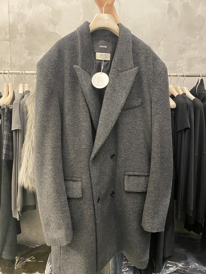 THE VETIVER-A東大門㊣實拍女士新款職業中長款大衣美利奴羊毛VETIVER中長款大衣