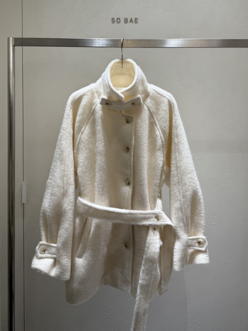 SO BAE韓國直郵㊣女裝新品真品推薦時尚休閑短款大衣含腰帶SO BAE短款大衣圖色2