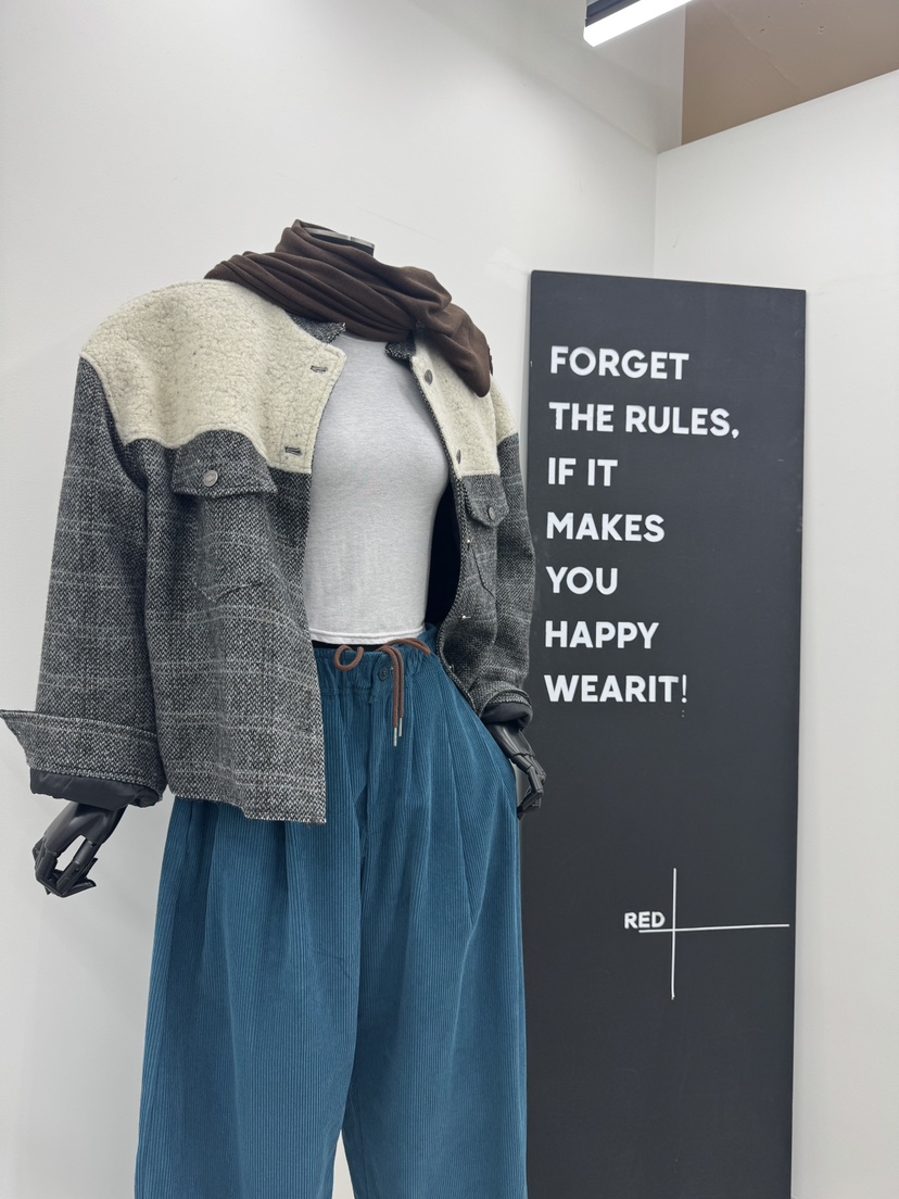 RED-A東大門㊣代購女裝新款熱賣推薦人氣真品夾克羊毛格紋RED-A夾克