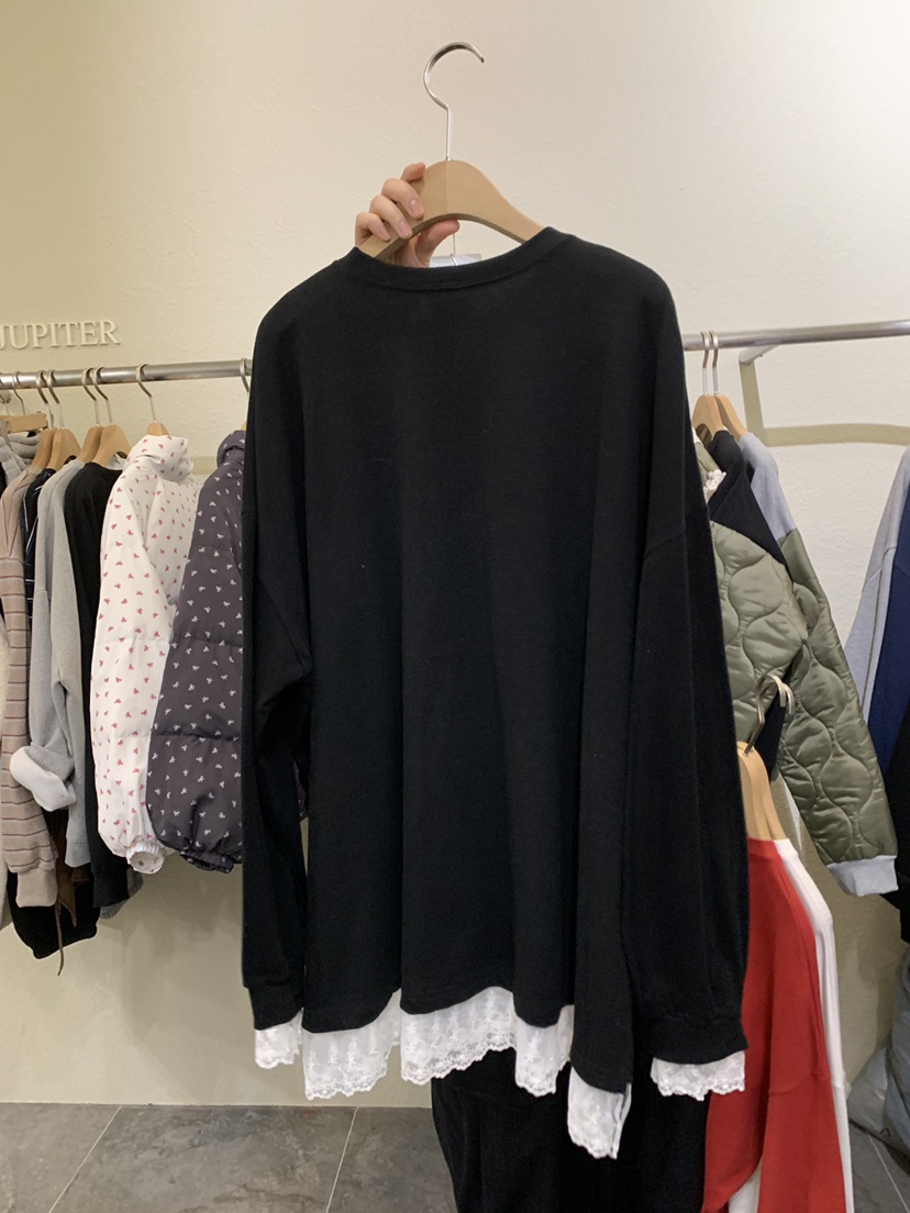 JUPITER東大門㊣代購女士新品推薦真品職業長袖T恤假兩件格紋JUPITER長袖T恤