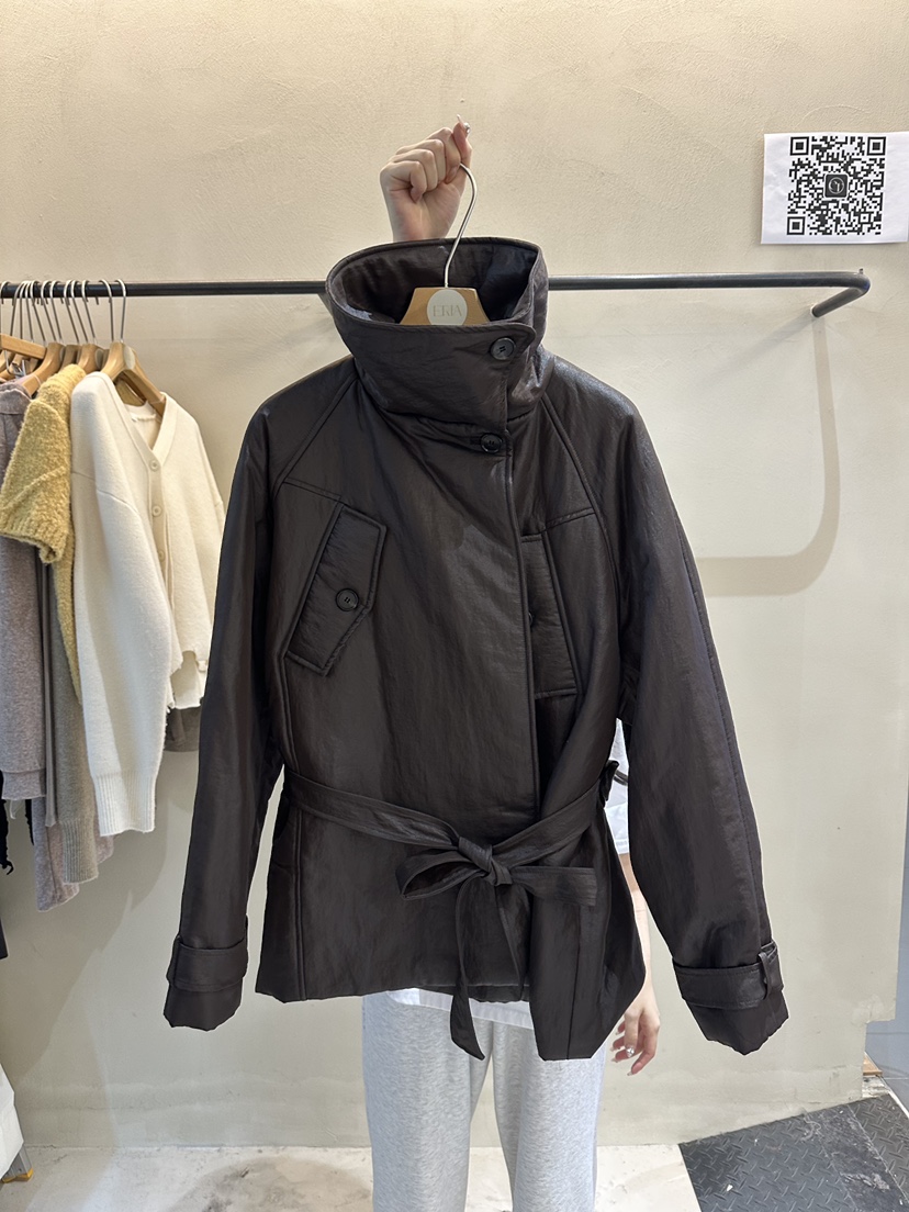 ERIA韓國直郵㊣女裝新款熱賣人氣25秋冬休閑夾克含腰帶填充ERIA/HUE夾克