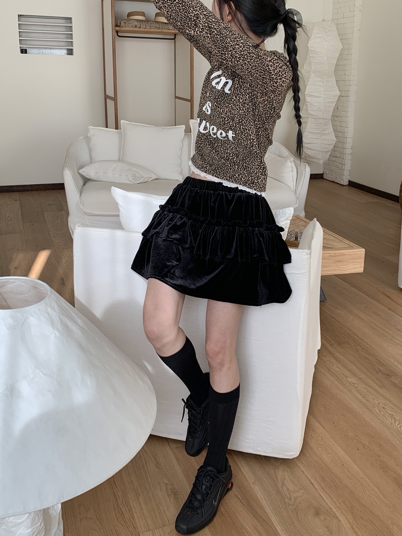 MORE THAN-P東大門㊣直郵女裝新品25秋冬真品推薦短裙天鵝絨MORE THAN短裙