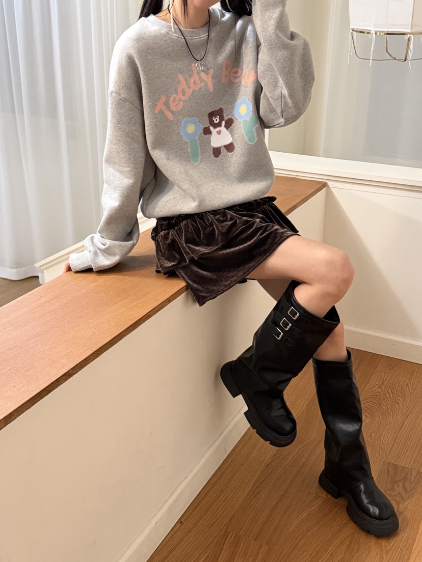 MORE THAN-P東大門㊣直郵女裝新品25秋冬真品推薦短裙天鵝絨MORE THAN短裙