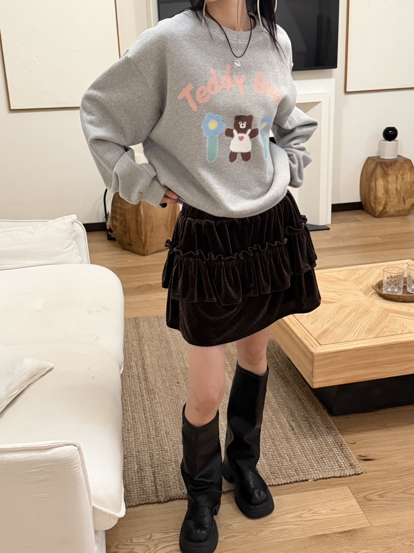 MORE THAN-P東大門㊣直郵女裝新品25秋冬真品推薦短裙天鵝絨MORE THAN短裙