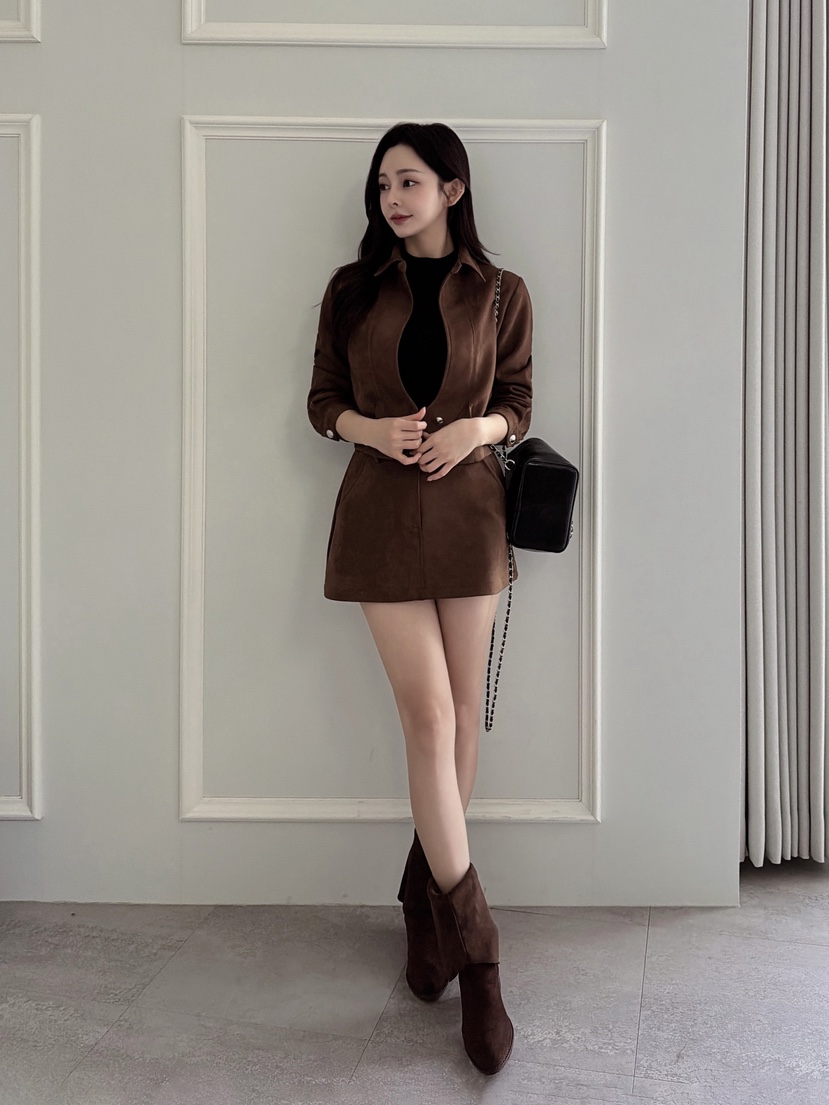 CLOTH韓國代購㊣女裝新品25秋冬時尚熱賣休閑真品夾克絨面革CLOTH夾克