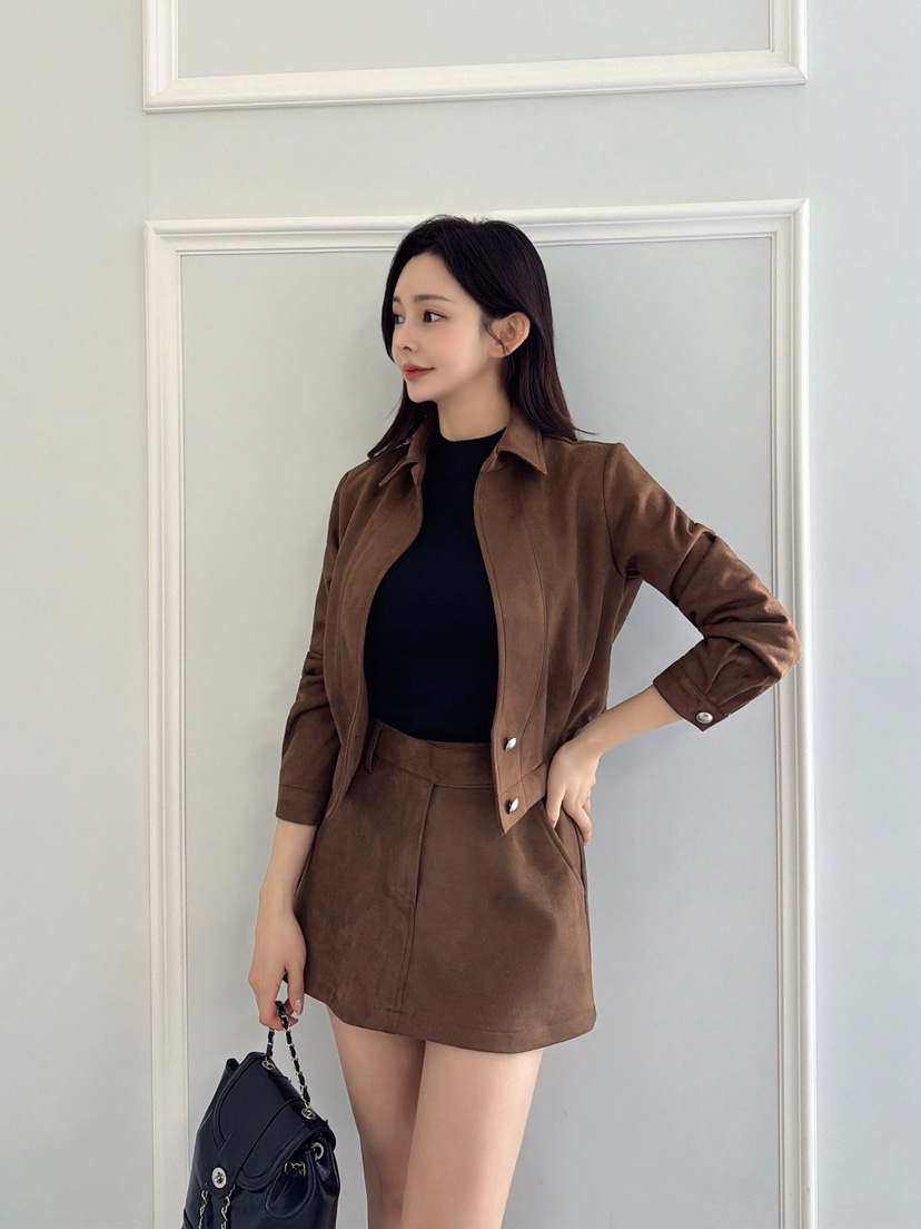 CLOTH韓國代購㊣女裝新品25秋冬時尚熱賣休閑真品夾克絨面革CLOTH夾克