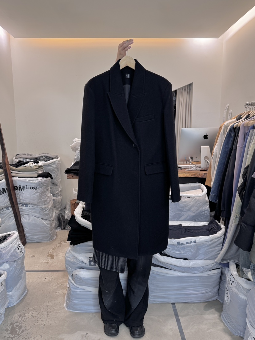 FRIC韓國直郵㊣女士新品休閑25秋冬職業時尚中長款大衣羊毛FRIC中長款大衣圖色2