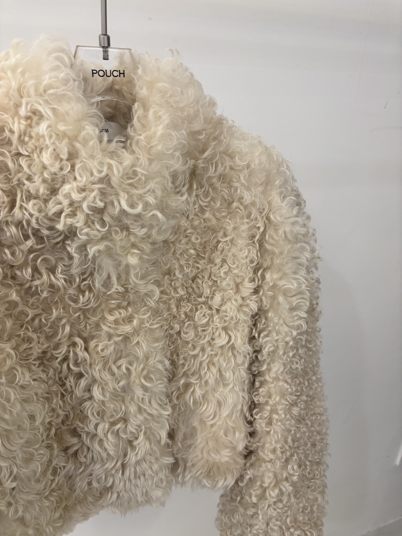 POUCH東大門㊣直郵女裝新款真品推薦職業休閑時尚短款大衣羊皮POUCH短款大衣