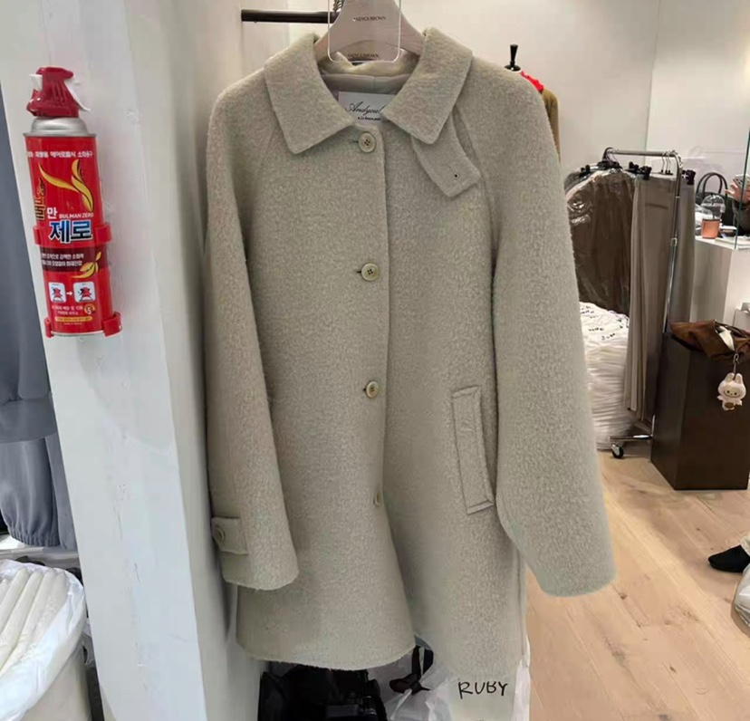 ANDYOUBROWN韓國代購㊣女裝新款人氣真品職業中長款大衣羊毛ANDYOUBROWN中長款大衣