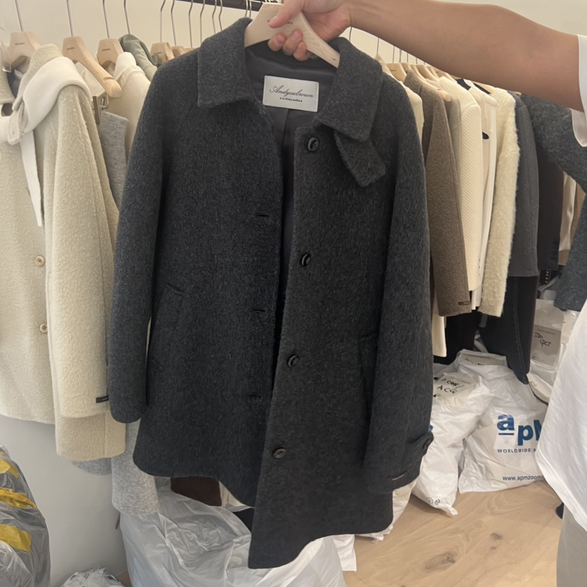 ANDYOUBROWN韓國代購㊣女裝新款人氣真品職業中長款大衣羊毛ANDYOUBROWN中長款大衣圖色2