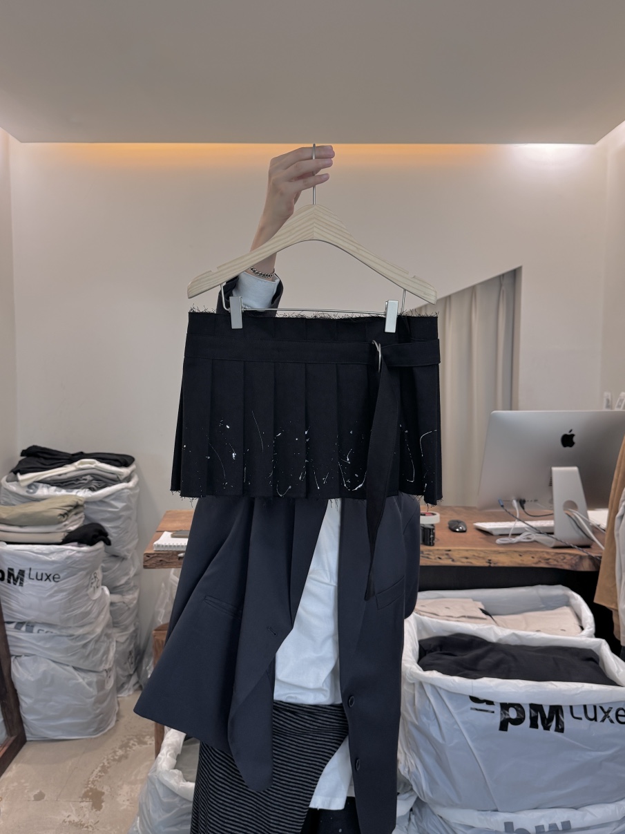 FRIC韓國直郵㊣女士新品推薦人氣休閑真品熱賣短裙棉質褶皺FRIC短裙圖色2