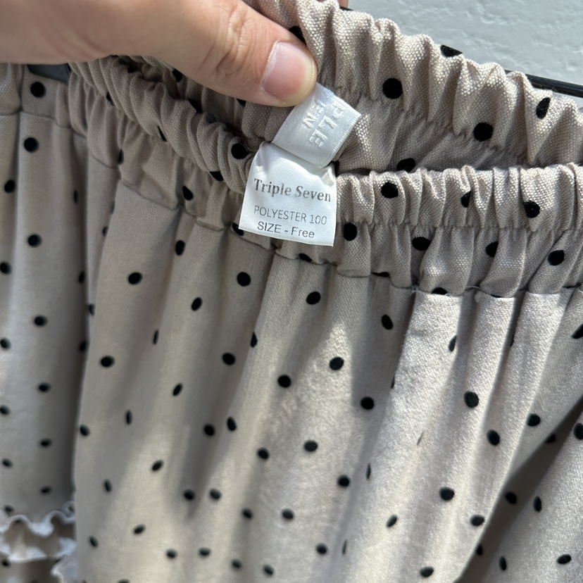 TRIPLE SEVEN東大門㊣實拍女裝新款時尚人氣真品長裙圓點褶邊TRIPLE SEVEN長裙