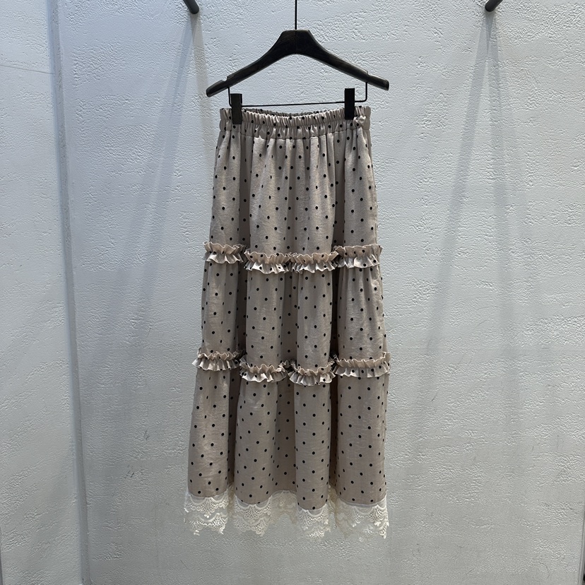TRIPLE SEVEN東大門㊣實拍女裝新款時尚人氣真品長裙圓點褶邊TRIPLE SEVEN長裙