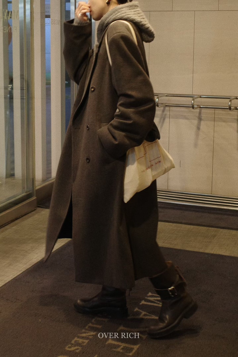 OVER RICH東大門㊣代購女士新品人氣推薦真品熱賣中長款大衣OVER RICH中長款大衣