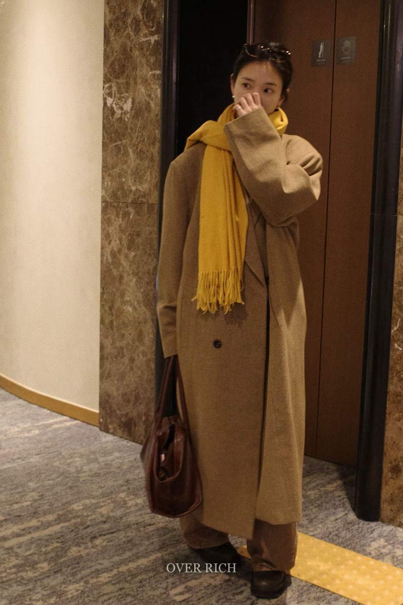 OVER RICH東大門㊣代購女士新品人氣推薦真品熱賣中長款大衣OVER RICH中長款大衣