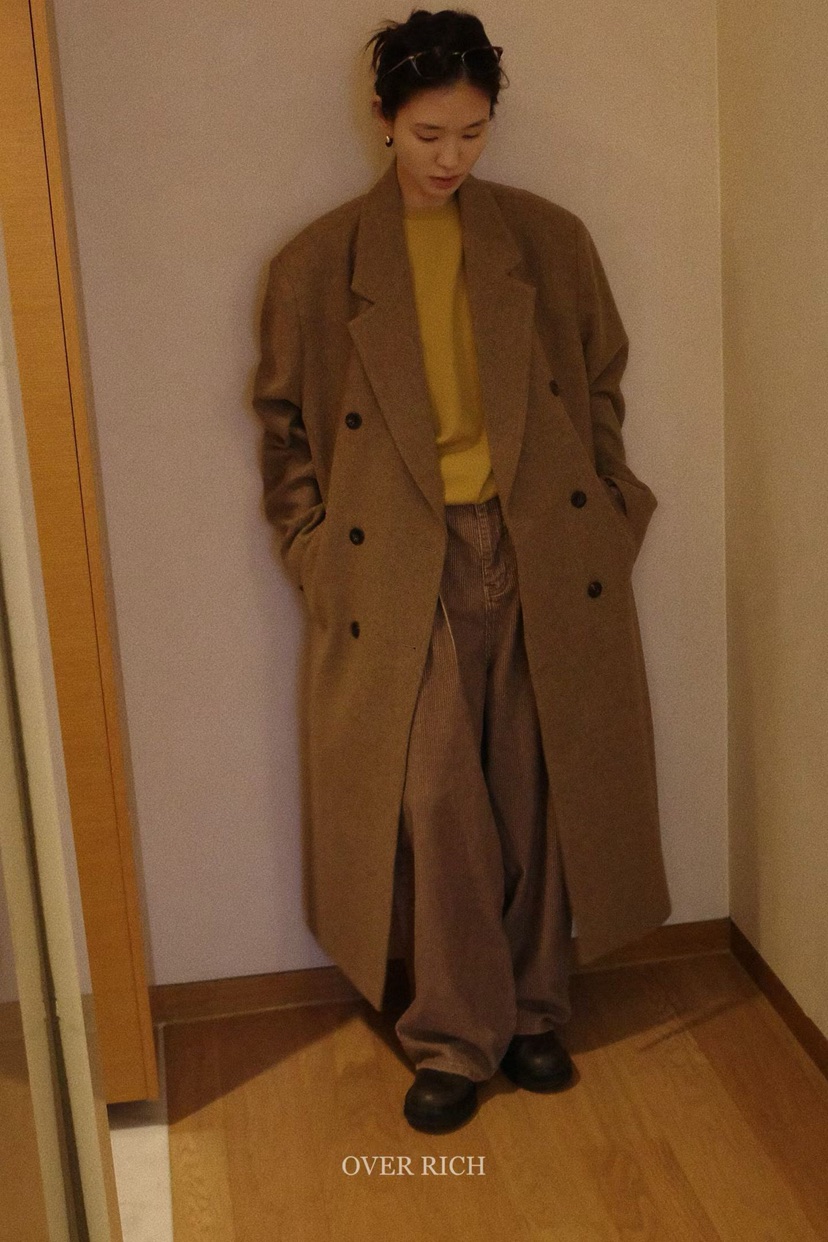 OVER RICH東大門㊣代購女士新品人氣推薦真品熱賣中長款大衣OVER RICH中長款大衣