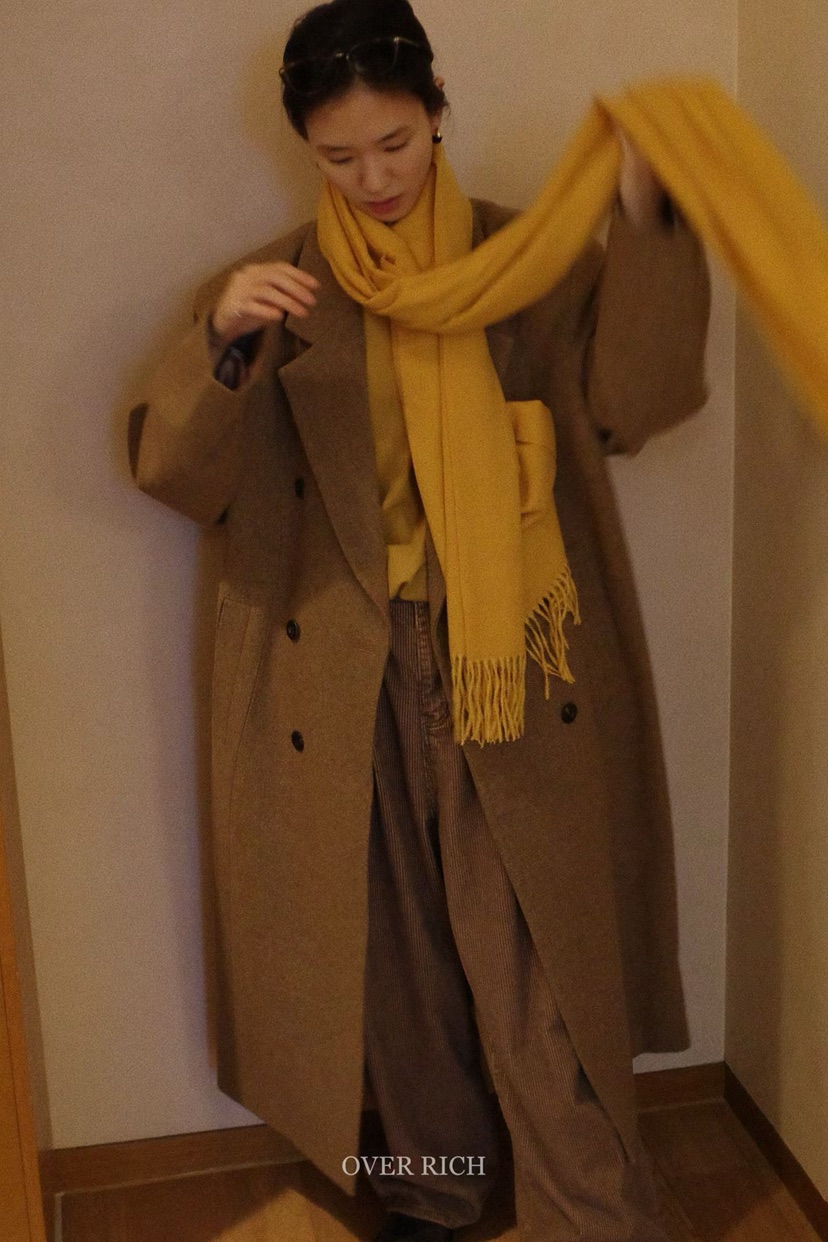 OVER RICH東大門㊣代購女士新品人氣推薦真品熱賣中長款大衣OVER RICH中長款大衣
