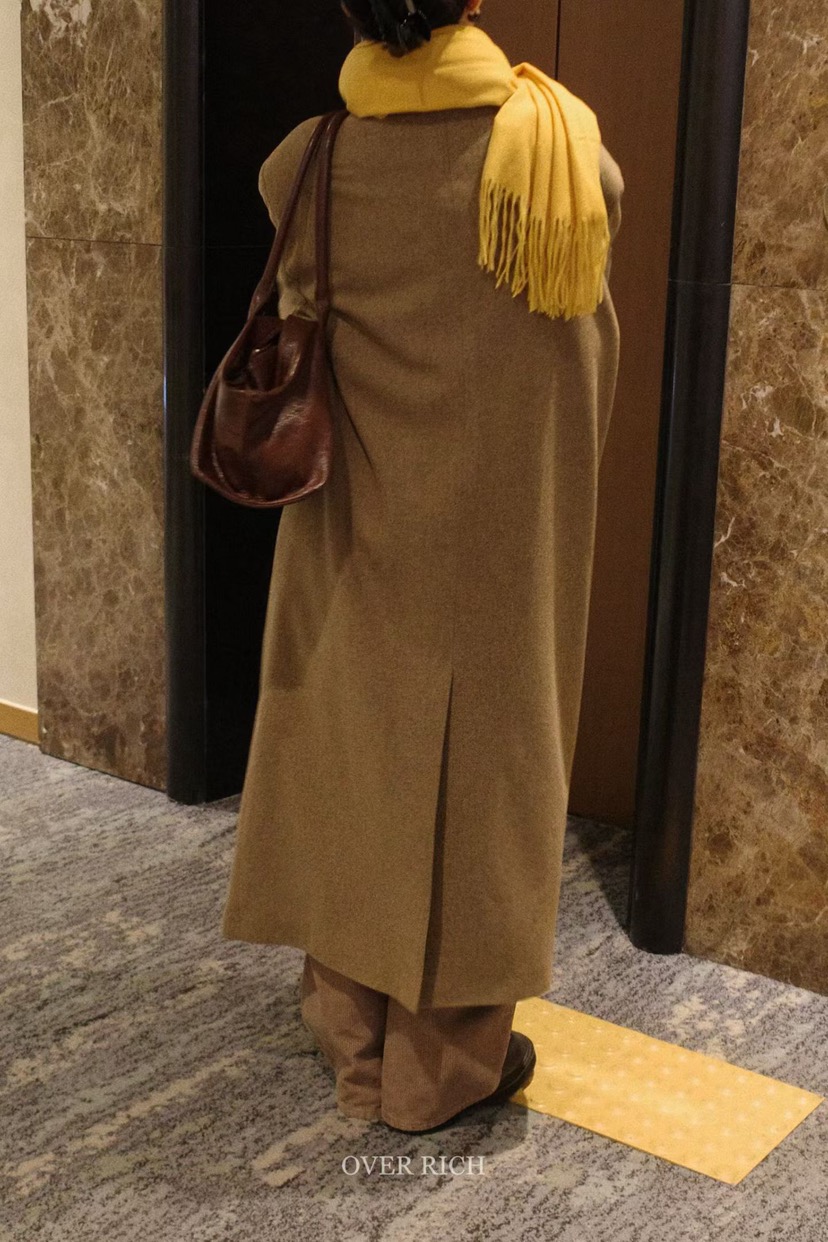 OVER RICH東大門㊣代購女士新品人氣推薦真品熱賣中長款大衣OVER RICH中長款大衣